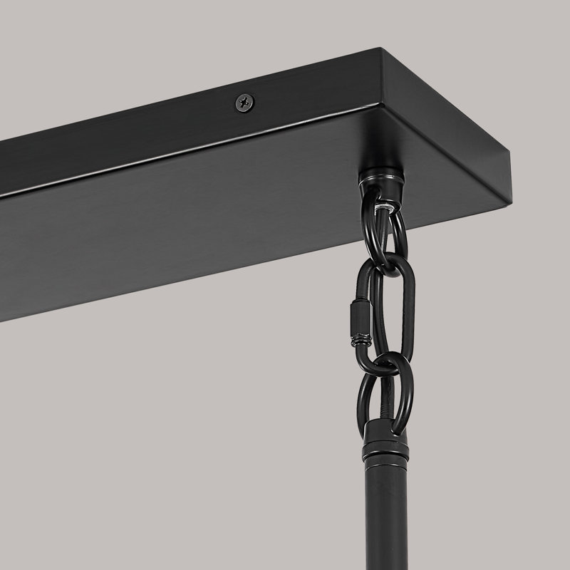 12 - Light Dimmable Bubble Glass Sputnik Modern Linear Chandelier, 83.5" H x 50" W x 13" D, Black/Smoke Gray, 12