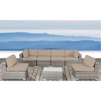 Ensemble de canapé d'extérieur de luxe avec coussins - Mobilier en osier résistant aux intempéries pour le jardin, la cour ou la piscine - Design moderne et durable