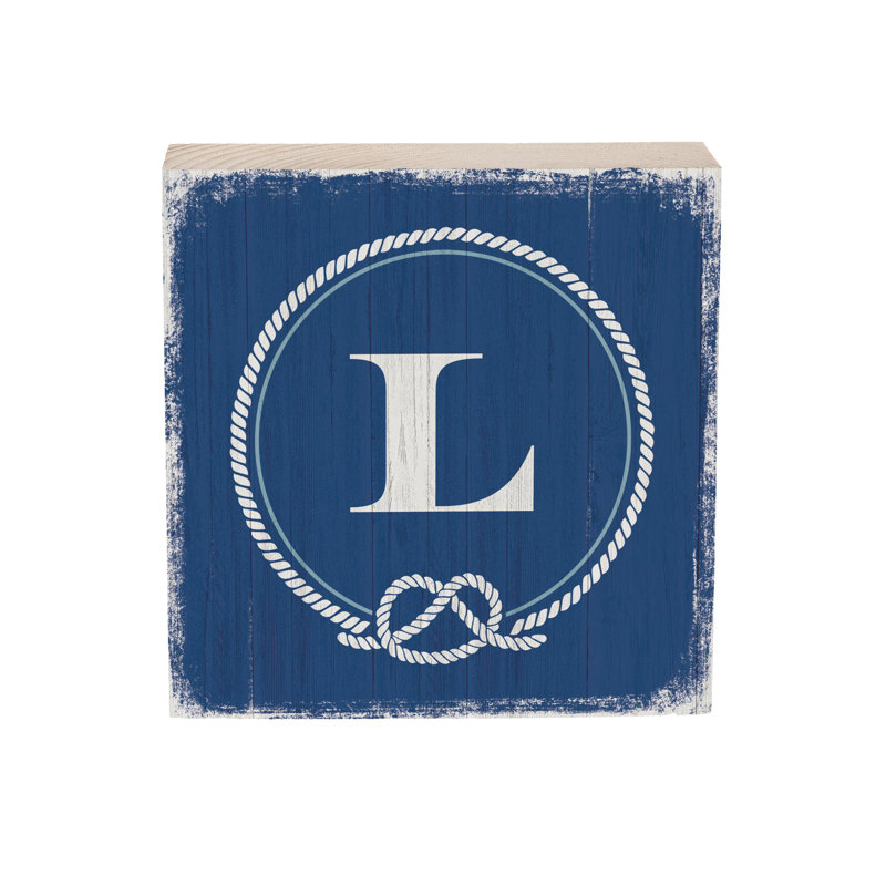 Coastal Wooden Plock Monogram Nautical 6" L