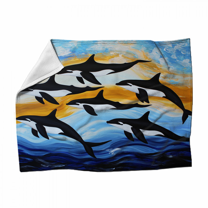 Jeté en molleton Orca - Jeté d'animaux pour canapés ou lits, L 51 po x H 60 po
