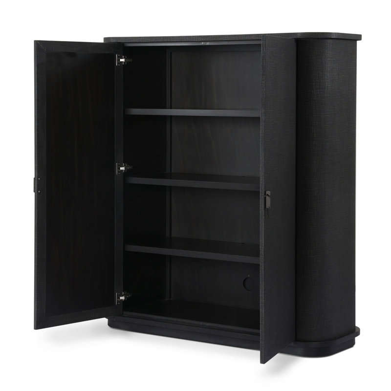 Berlin Cabinet-Black Linen, Black Linen