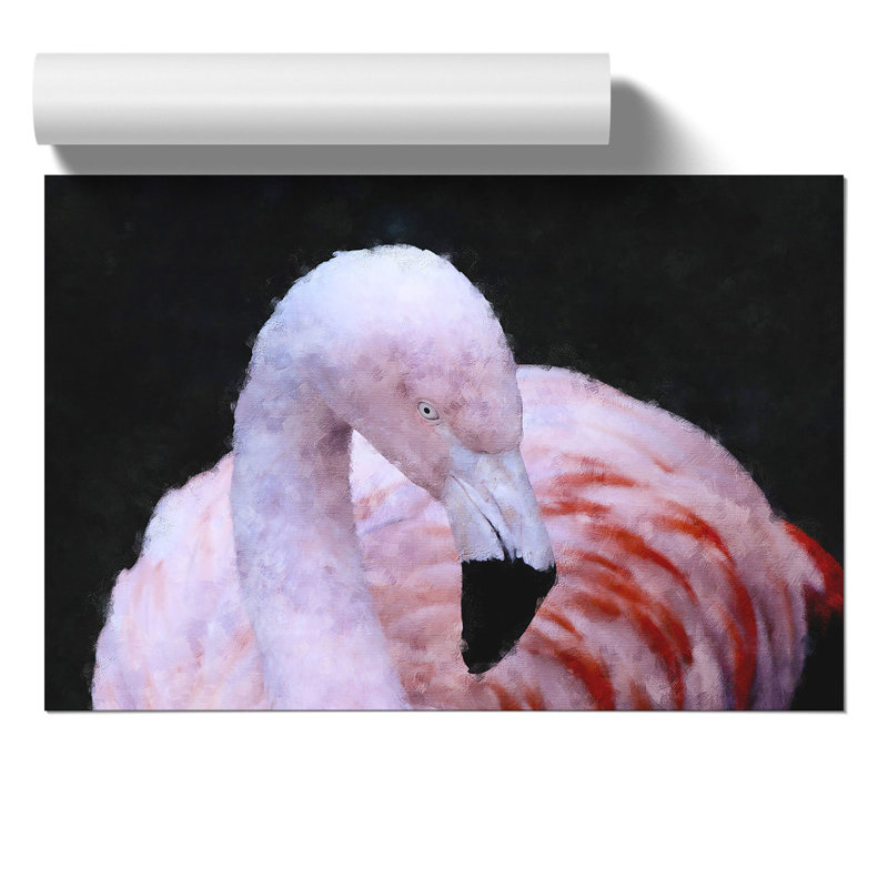 Pink Flamingo Painting - Frameless Print, 30cm H x 42cm W x 0.1cm D