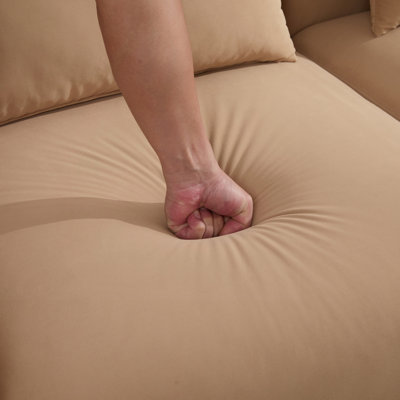 Canapé 3 places rétro avec coussins lombaires et tissu velours