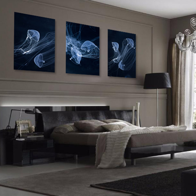 Jelly Fish Parade Three - photographie sur papier, H 24 po x l 36 po x P 1,5 po