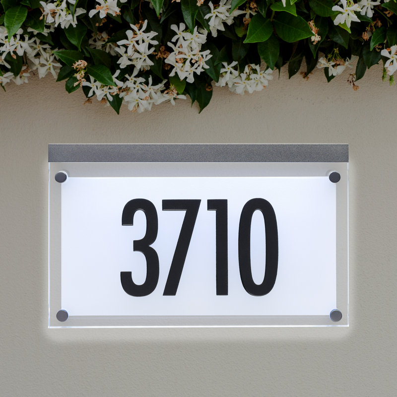 Plaque d'adresse gravée sur 1 ligne Futura, Chrome/noir