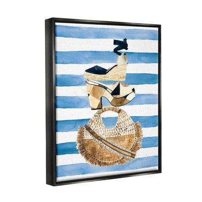 «Stacked Fashion Shoes» encadrée sur bois par Mercedes Lopez Charro, impression