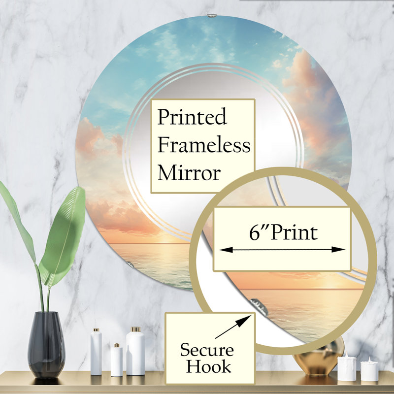 Baizen - Miroir mural rond, 32 po x 32 po