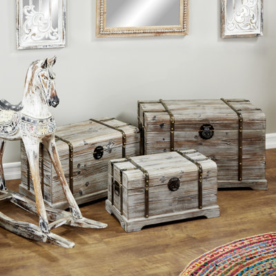 Ensemble de coffre 3 pièces en bois sapin Lauring
