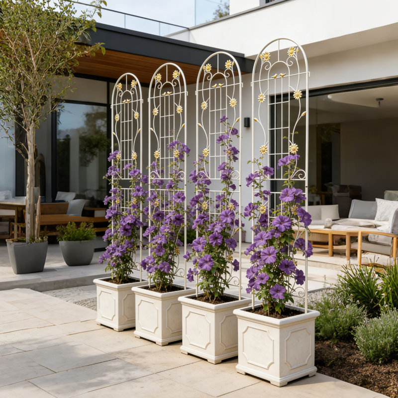 Ensemble de 2 treillis de jardin en métal H 87 po x l 20 po