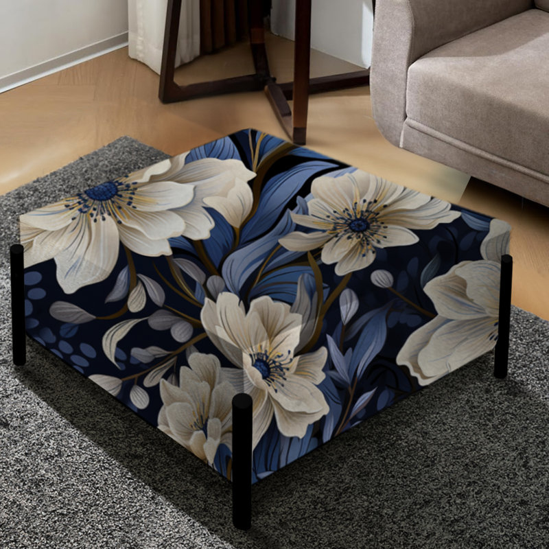 Twilight Whispers Moody Patterns - Grand repose-pieds carré floral