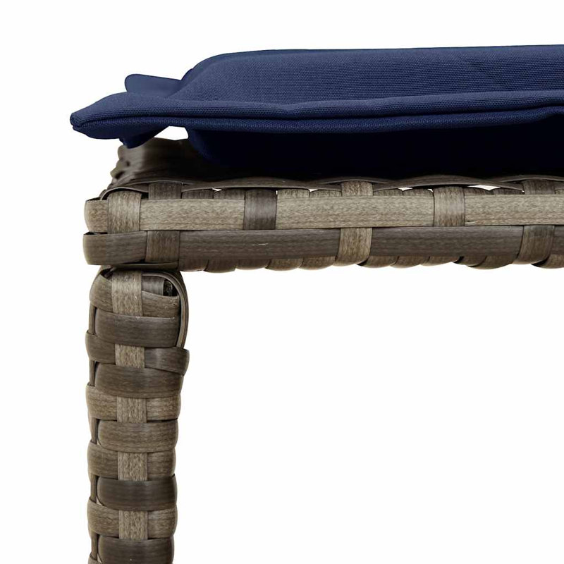 5 Piece Patio Sofa Set With Cushions Stackable Poly Rattan, Navy/Grey