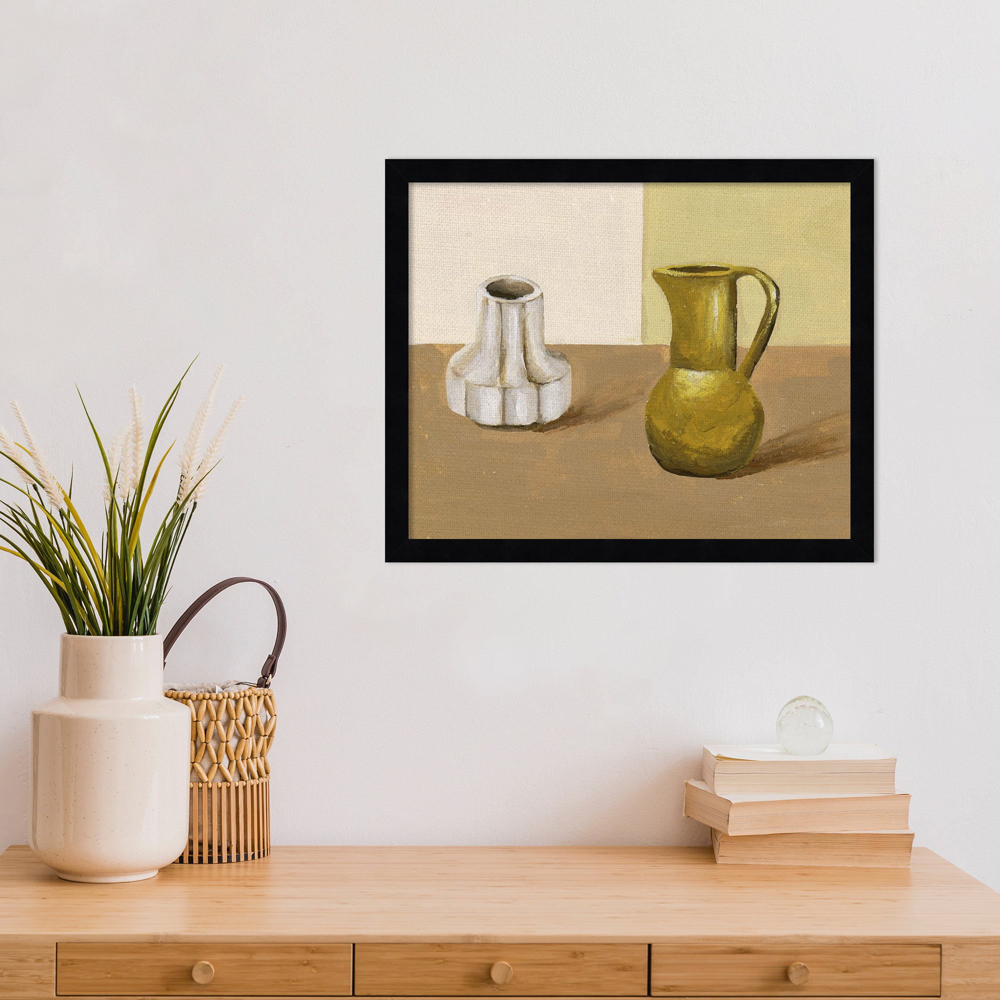 Vases I by Melissa Wang Wood Framed Wall Art Print, Black, 14" H x 17" W