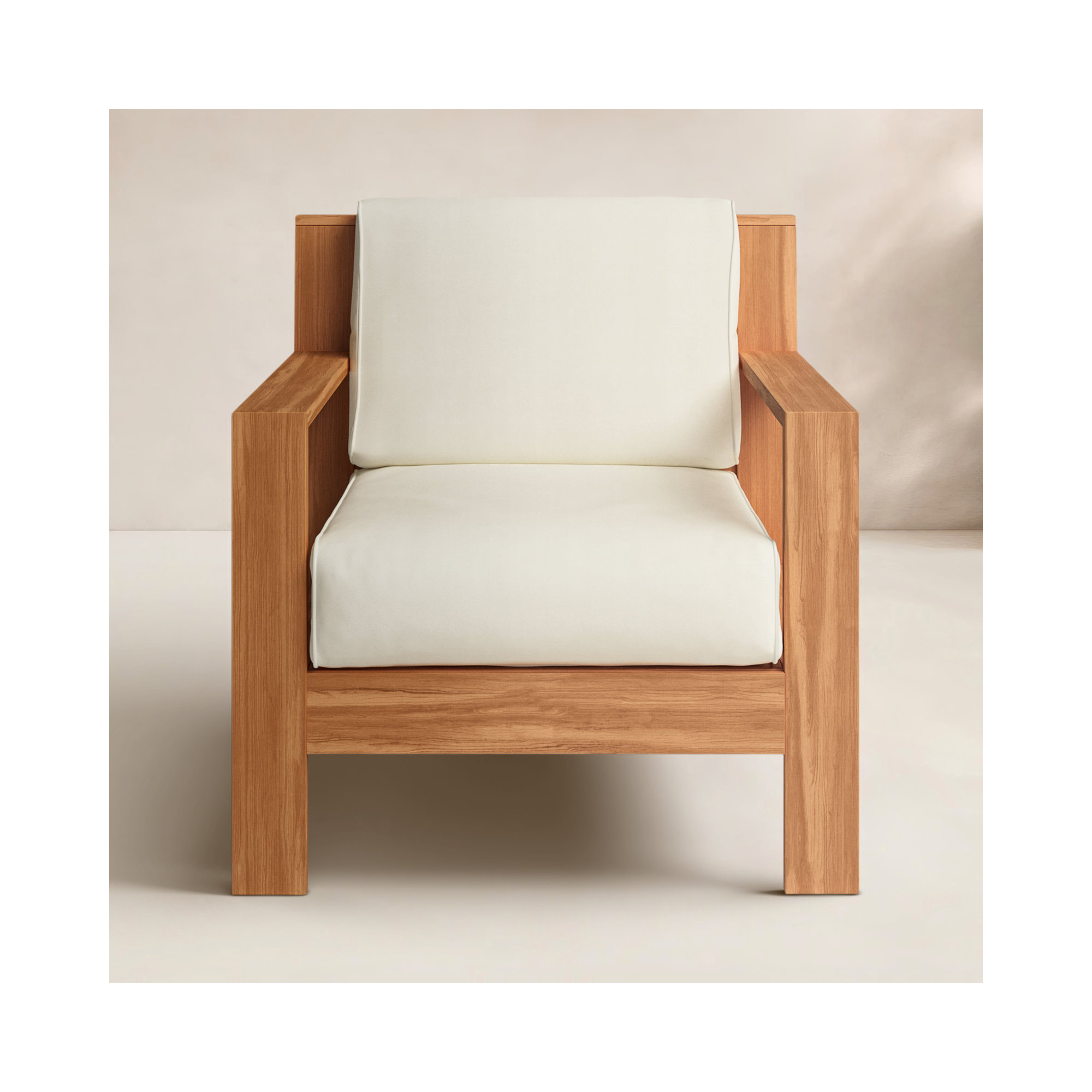 Glenlee Teak Patio Chair with Sunbrella Cushions, Canvas Vellum Sunbrella® Canvas