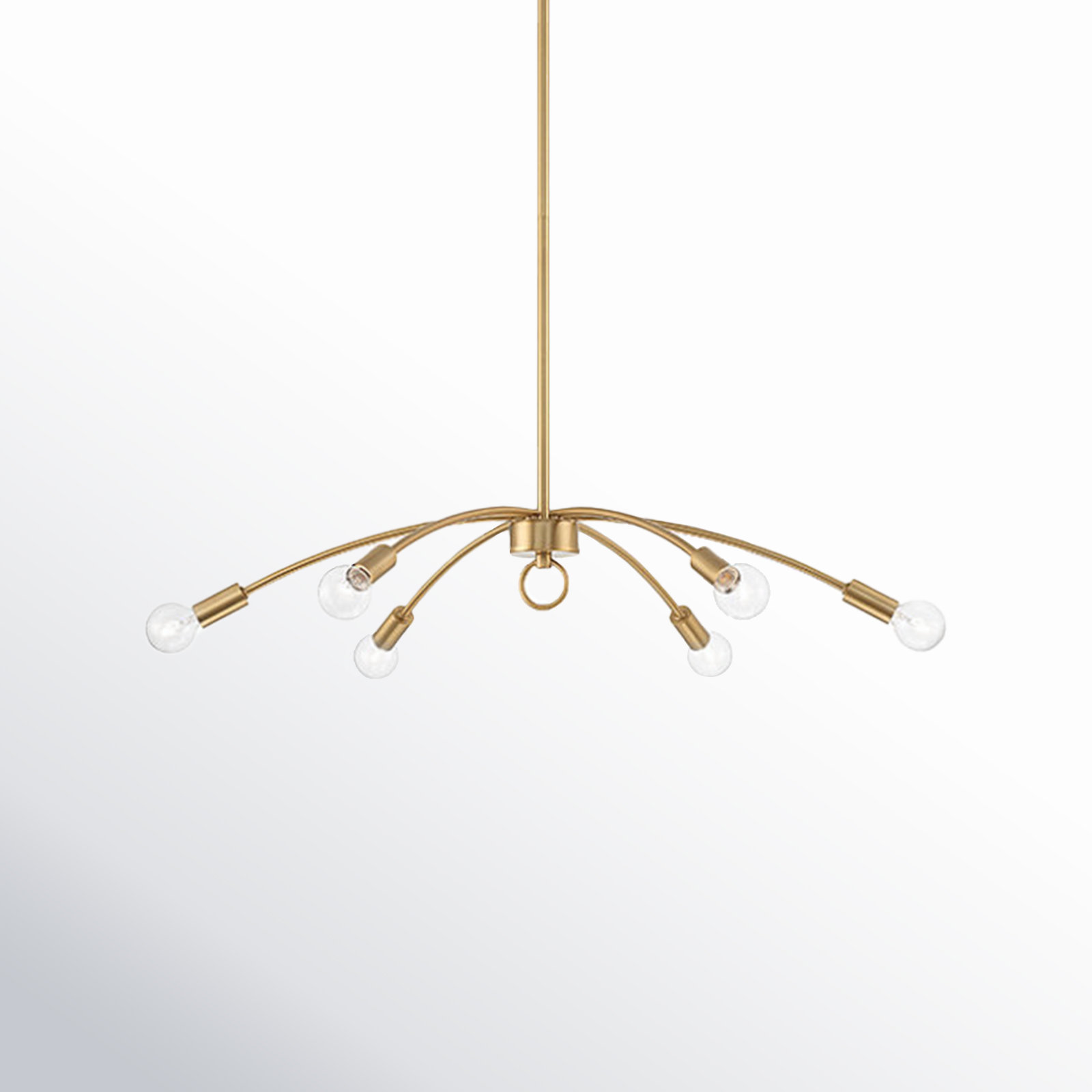 Inari 6 - Light Metal Dimmable Chandelier, Natural Brass