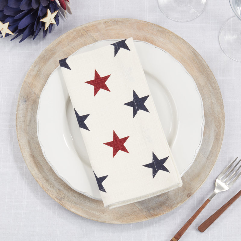 Ensemble de 4 serviettes de table en tissu d'inspiration américaine avec drapeaux rouges et bleus l 20 po x L 20 po