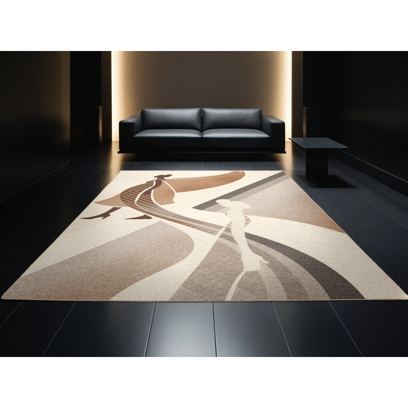 Tapis damier moderne et contemporain lavable à la machine - beige, 2 pi x 3 pi