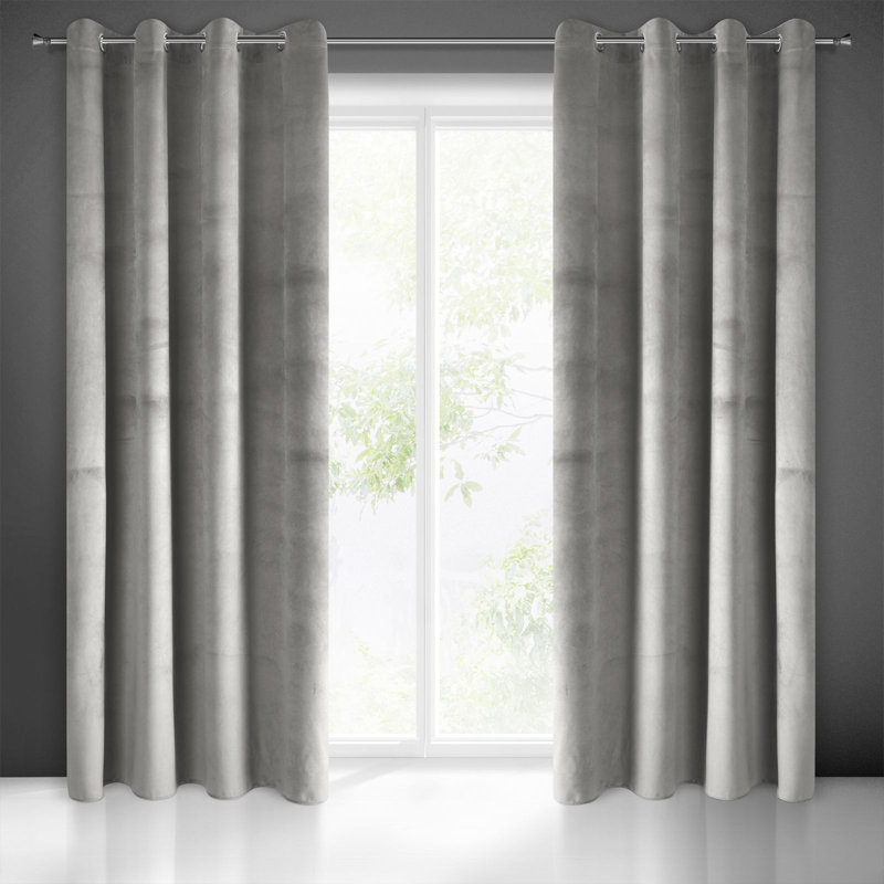 Tavarozzi Eyelet Blackout Curtain, Grey