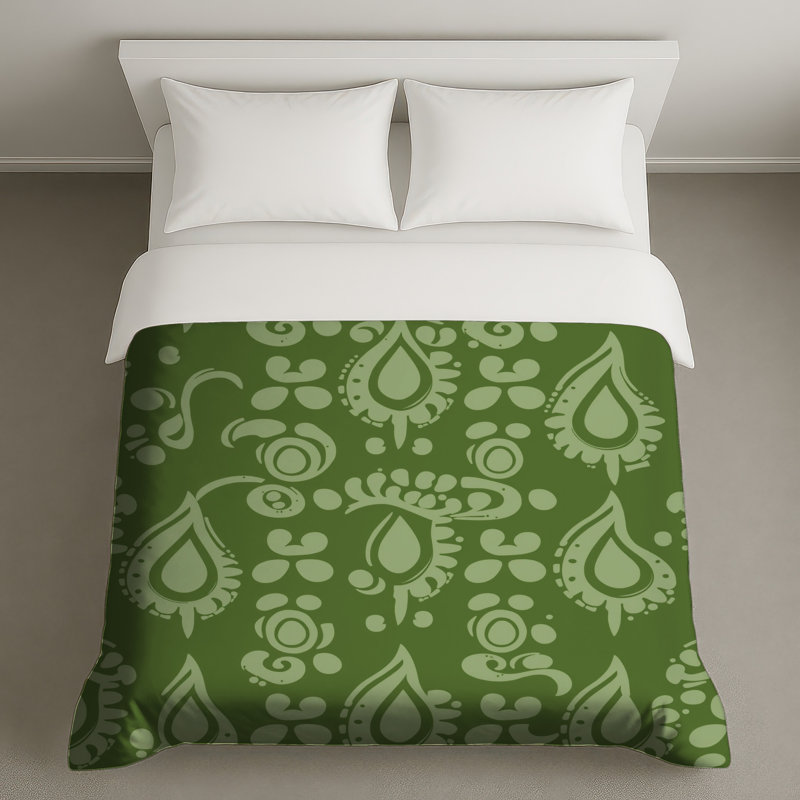Housses de couette vertes à motif cachemire, Queen