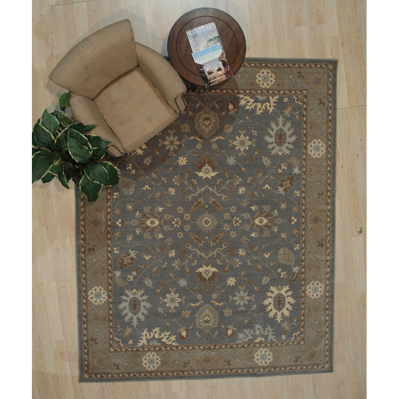 Tapis gris en laine noué à la main Liela