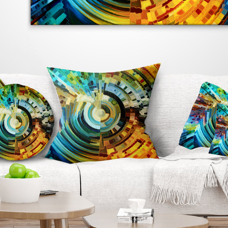 Sentiers de vitrail - Coussin imprimé abstrait, 16 po x 1 po, Coussin décoratif