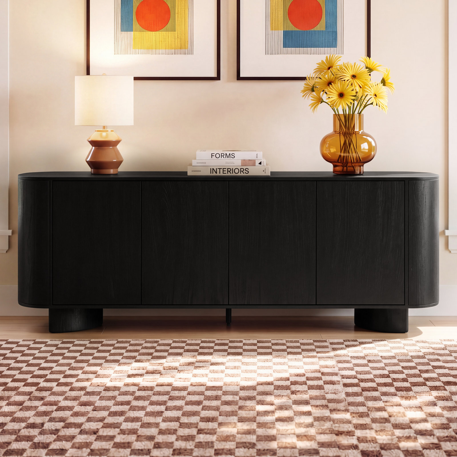 Haiden Acacia Sideboard, Aged Black Acacia