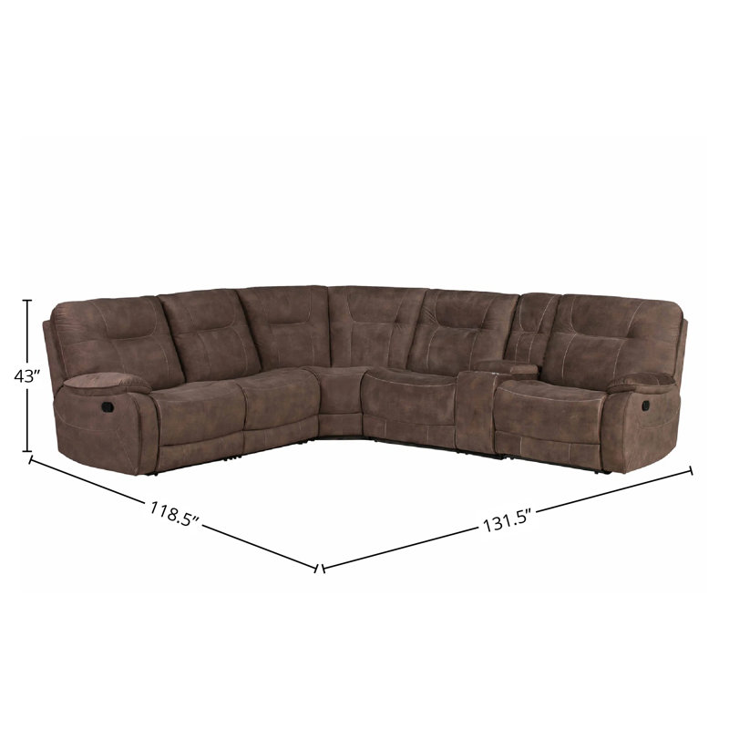 Karliyah Upholstered Reclining L-Shaped Sectional Symmetrical, Shadow Brown
