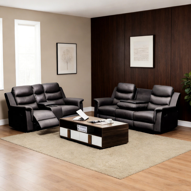 Inclinable avec console centrale et housse extensible noire, 5 sièges, deux porte-gobelets Housse de siège ergonomique et confortable en noir