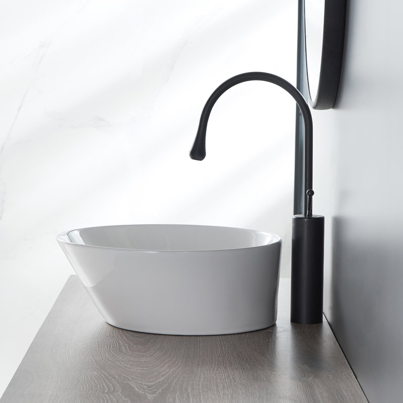 Meuble-lavabo à vasque rond en céramique et à comptoir H 6,10 po Threewa Home, résistant aux taches, aux égratignures et aux fuites