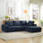Cozyform Convertible Corduroy Sectional Couch With Ottoman & Pillows, Modular L Shaped Sleeper Sofa, Boneless Cloud Couch For Living Room Furniture-132832334-132832329