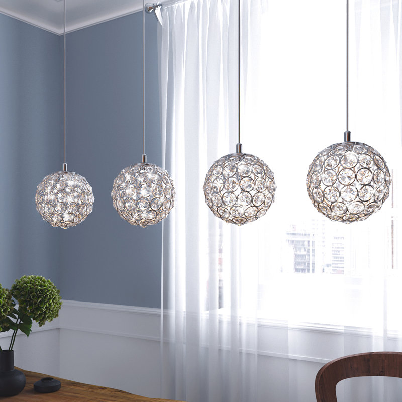 Luminaire suspendu sphère 3 lumières Tietjen, Chrome, 4