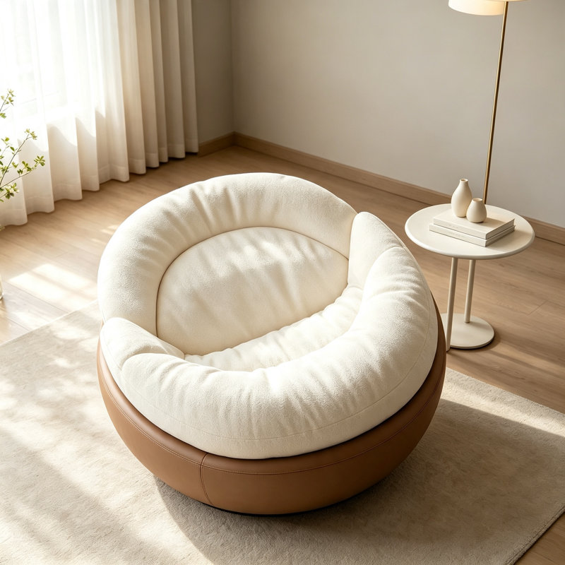 Chaise berçante moderne et luxueuse en suède