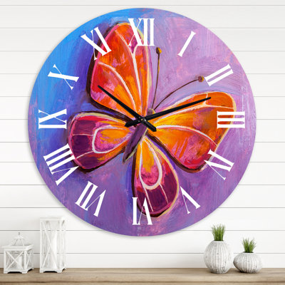 Portrait de papillon en multicolore I - horloge murale moderne