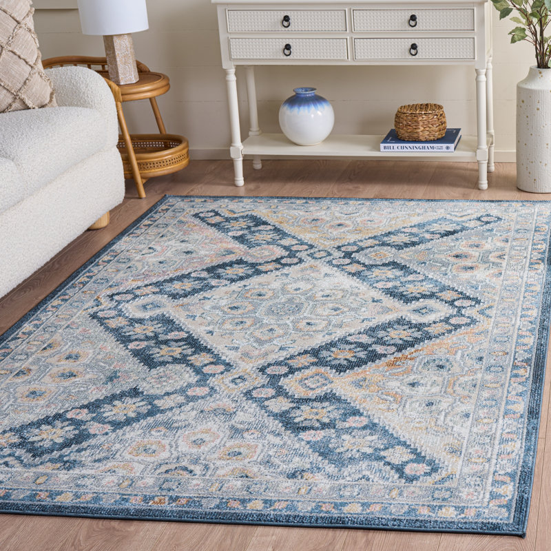 Hulse 220 Area Rug In Grey / Navy, Rectangle 4' x 6'
