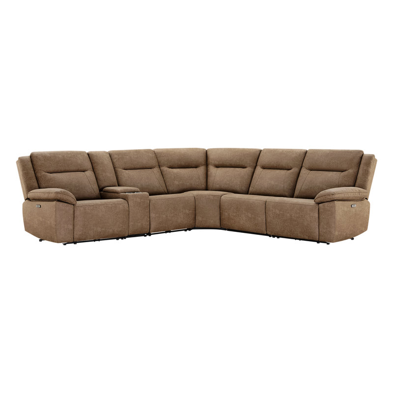 Canapé modulaire inclinable électrique en velours avec ports USB Jagger , Mélange de polyester brun