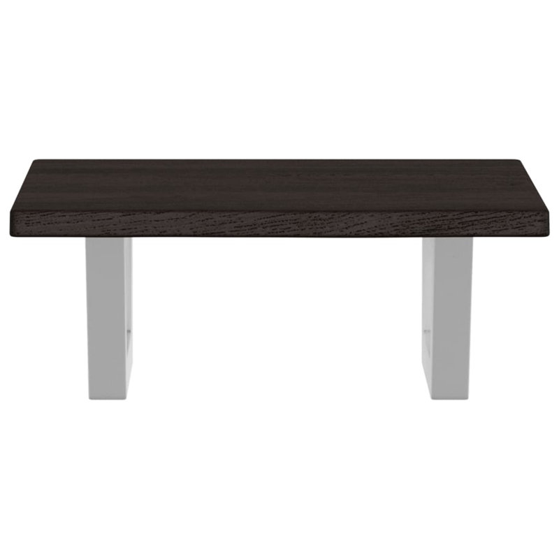 Solid Wood and Steel Bracket Shelf, 2cm H x 40cm W x 50cm D, White/Dark Brown