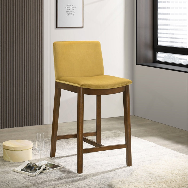 Shannon Counter Chair In Vegan Leather, Yellow