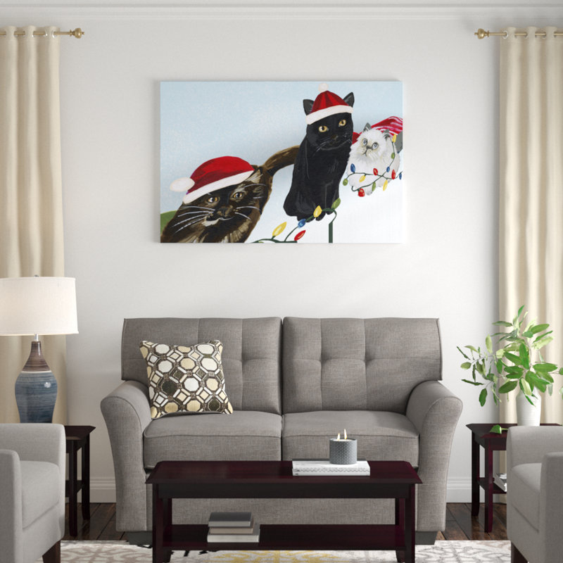 Meowy Hissmas Collection D by June Erica Vess - Graphic Art Print, 81cm H x 122cm W, Wrapped Canvas