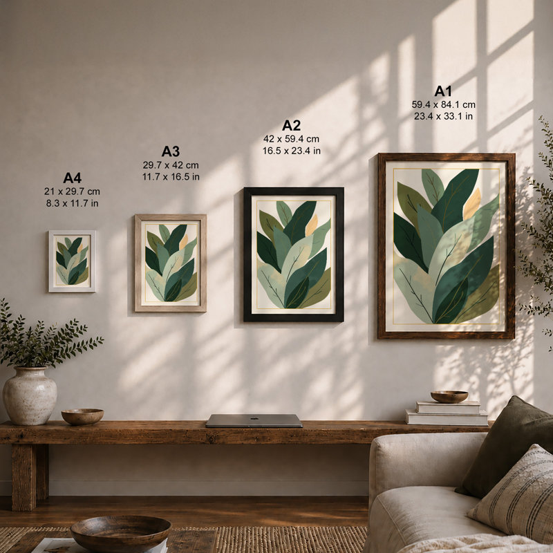 Sage Leaf Study Botanical - Framed Print, A2 - 59.4 x 42.0 cm, Oak