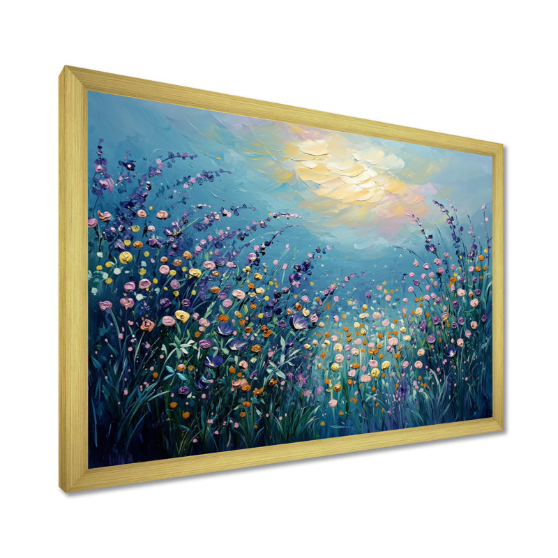 Gerace Dreamscape Wildflowers Sunrise Field - Art mural sur toile fleurs sauvages, H 30 po x l 40 po, Doré