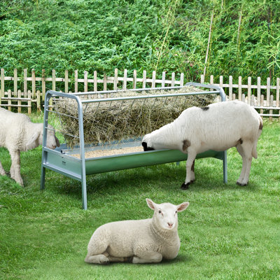 Livestock Hay Feeder 2 in 1 Grain & Hay Feeder 80 Gallons for Sheep