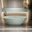 55' Freestanding Soaking Tub Of Turquoise Solid Surface, With Ergonomic Curve, Smooth Touch, Non - Permeable, Good Insulation Surface Bathtub, Overflow And Pop Up Drain, Spacious For One, To Stains,