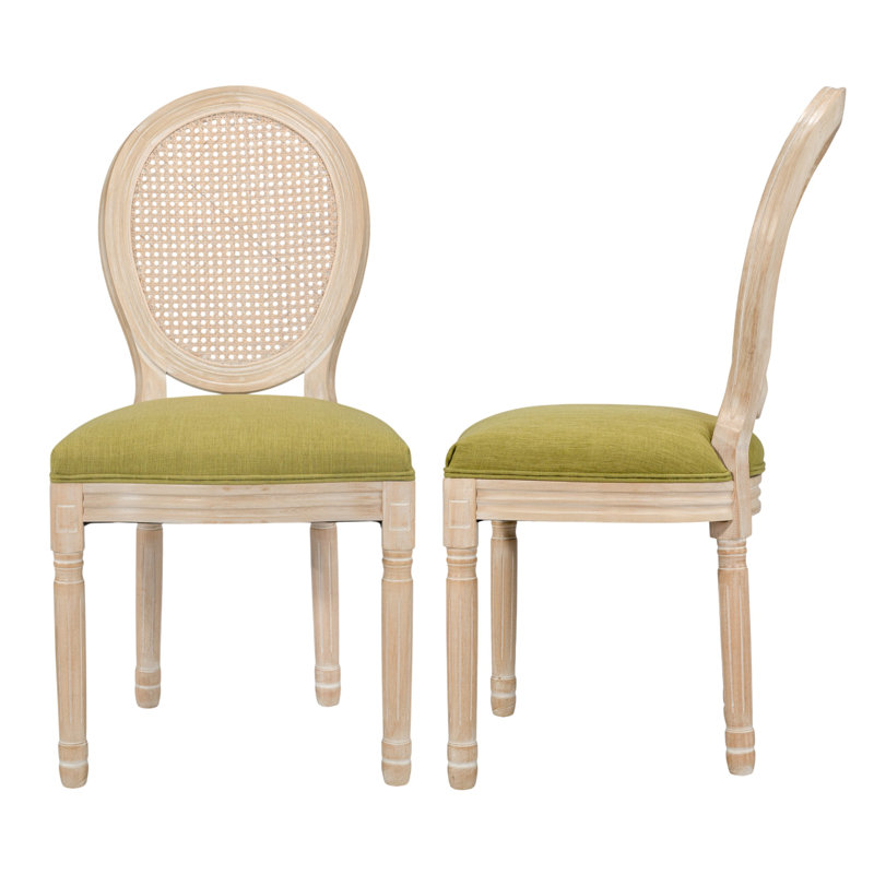 Chaise d'appoint rembourrée H 18,9 po Amando, Vert moutarde, Bois de chêne