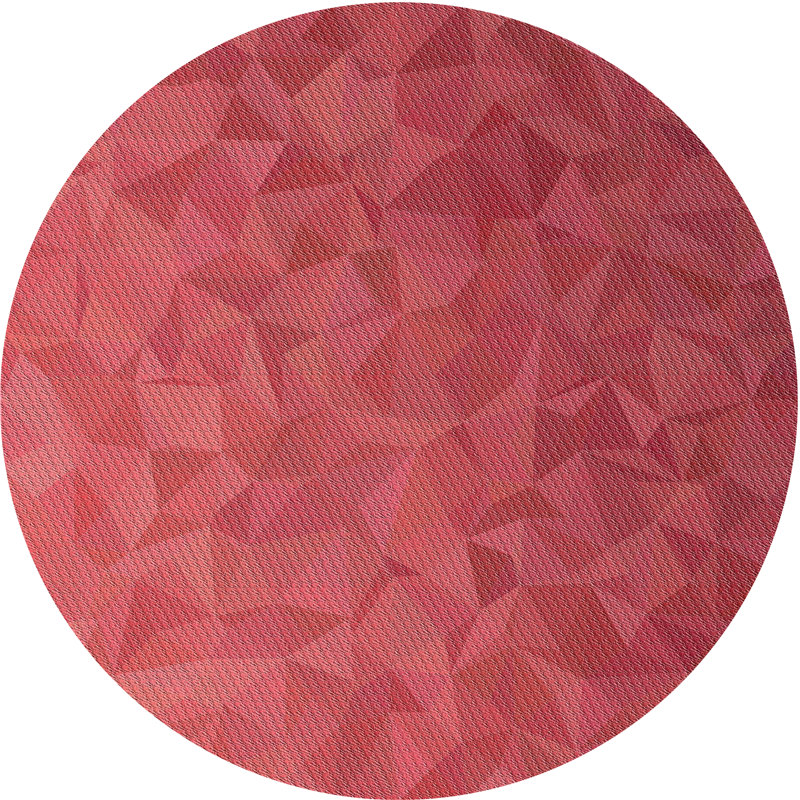 Rouge Tapis décoratif géométrique, Rond 7 pi