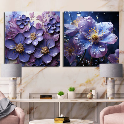 Royal Elegance II - ensemble de 2 collages carrés violets