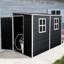 Remise de rangement extérieure 8 pi x 4 pi avec deux fenêtres. Verrouillable, imperméable. - Pour le patio, la cour, la pelouse - Noir 4 x 8 pi en résine noire. -. Ventilation, pelouse, patio