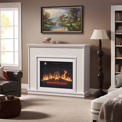 Balconera 100cm W White Electric Fireplace with 6824 BTU