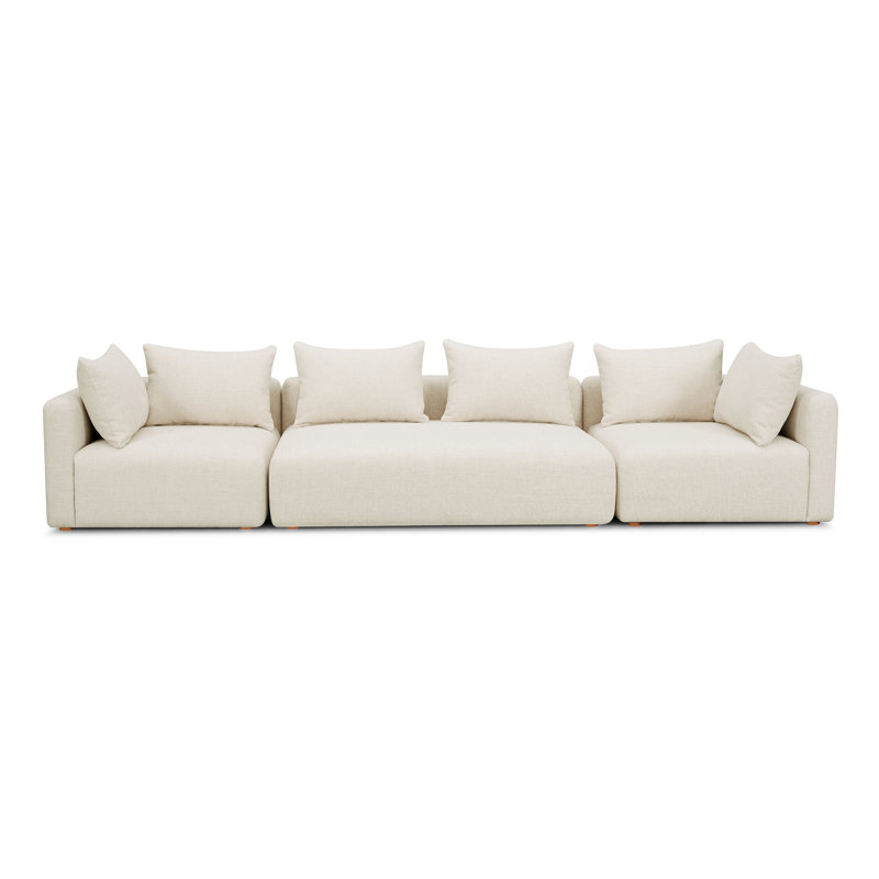 Tov Furniture Hangover Cream Heavy Textured Fabric 145" Long Sofa, Cream