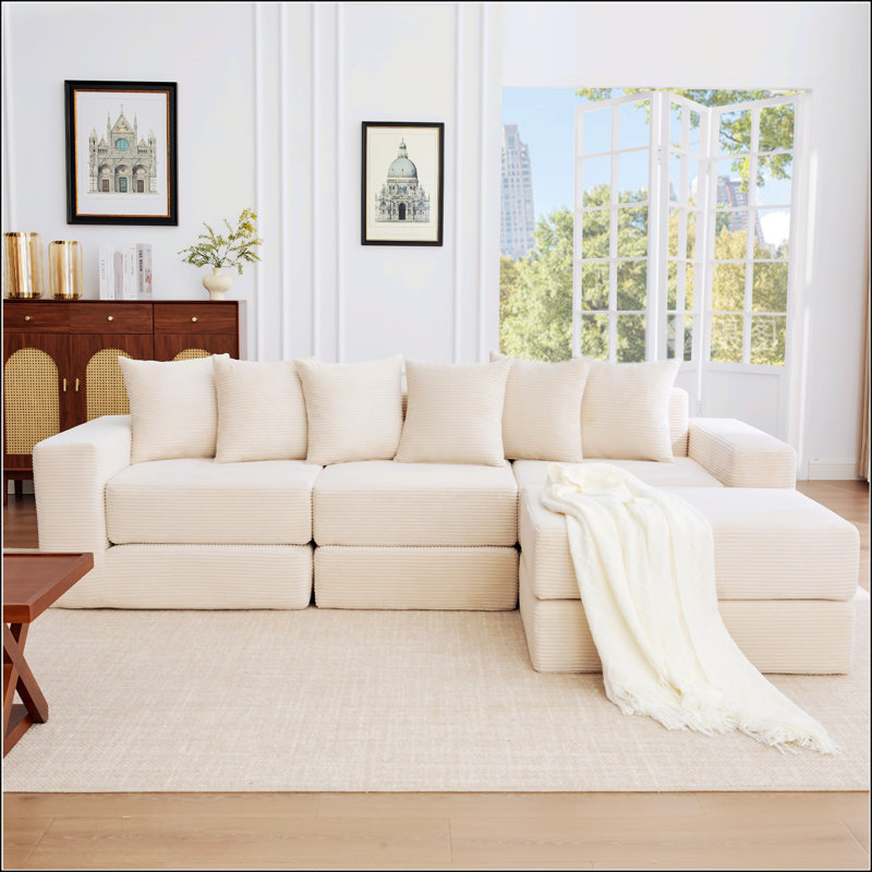 10-In-1 Convertible Sofa Sectional, Corner Couch, Floor Sleeper, No Assembly, DIY Modular Sofa With Side Pockets And Pillows