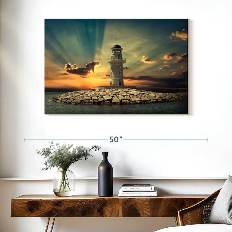 Majestic Lighthouse Sunset, 26" H x 39" W