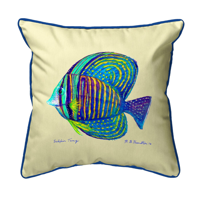 Coussin décoratif intérieur / extérieur Sailfin Tang, H 20 po x l 22 po, Jaune